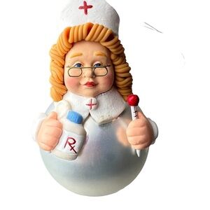 Nurse Ornament Department 56 Christmas Noel Holiday Decor Silver W/ Thermometer